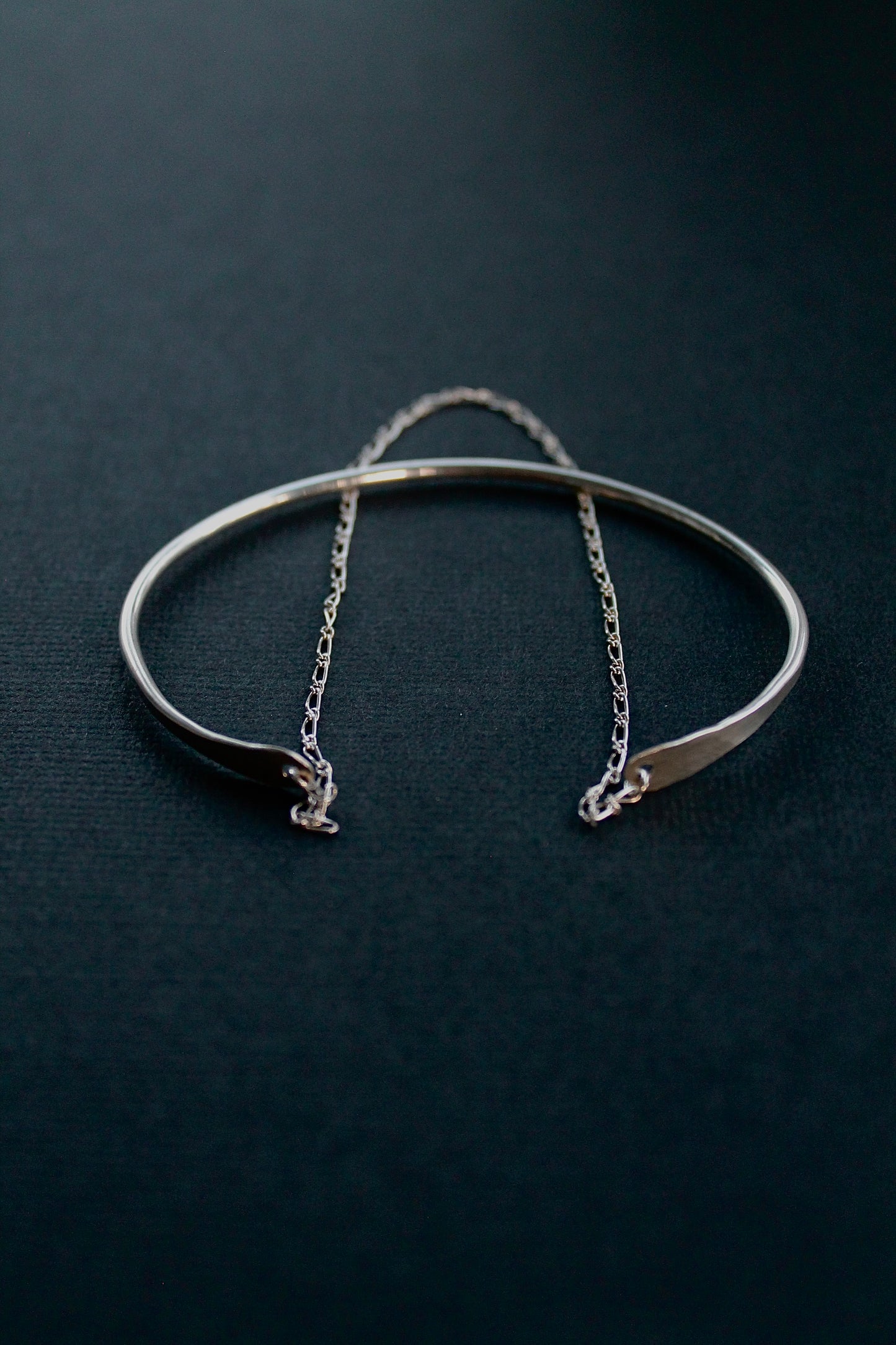 CUFF & CHAIN OPEN BANGLE - STERLING SILVER