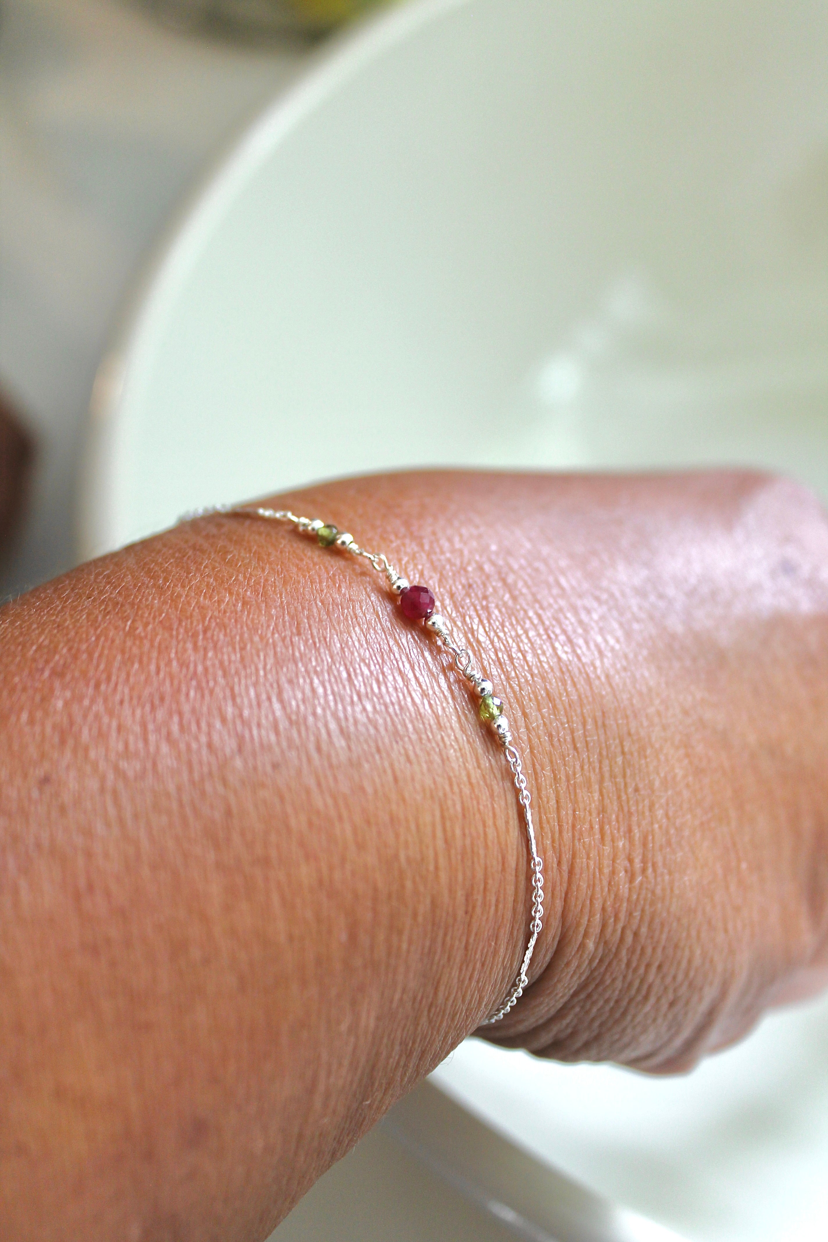 Compassion Healing Bracelet (Green & Rubellite Tourmaline)