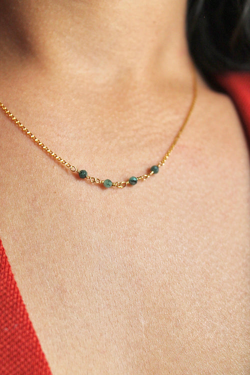 Collier barrette pierre de naissance - Émeraude (mai) - Rajeunissement