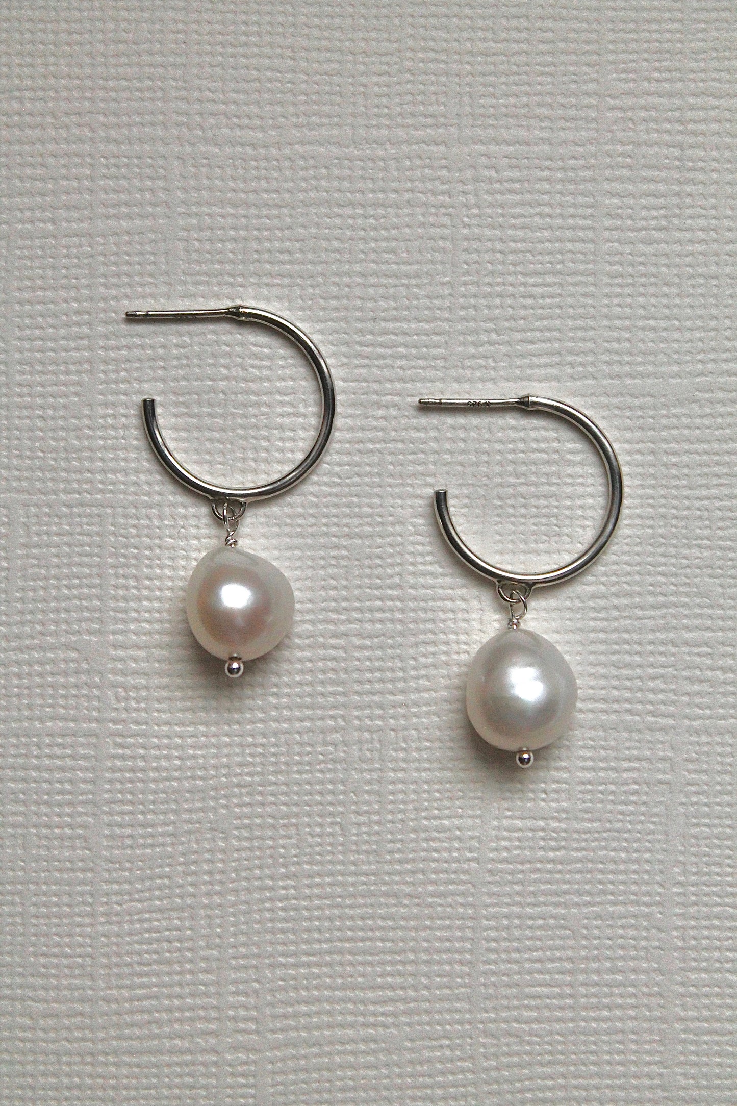 PEARL DROP HOOPS - STERLING SILVER