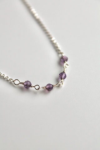 Birthstone Bar Necklace - Amethyst (February) - Serenity
