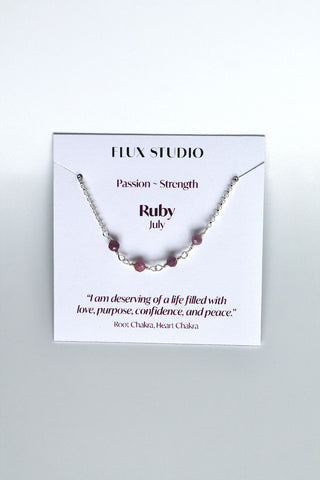 Birthstone Bar Necklace - Ruby (July) - Passion