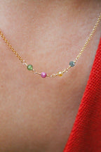 Collar con barra de piedra natal - Turmalina (octubre) - Alineación