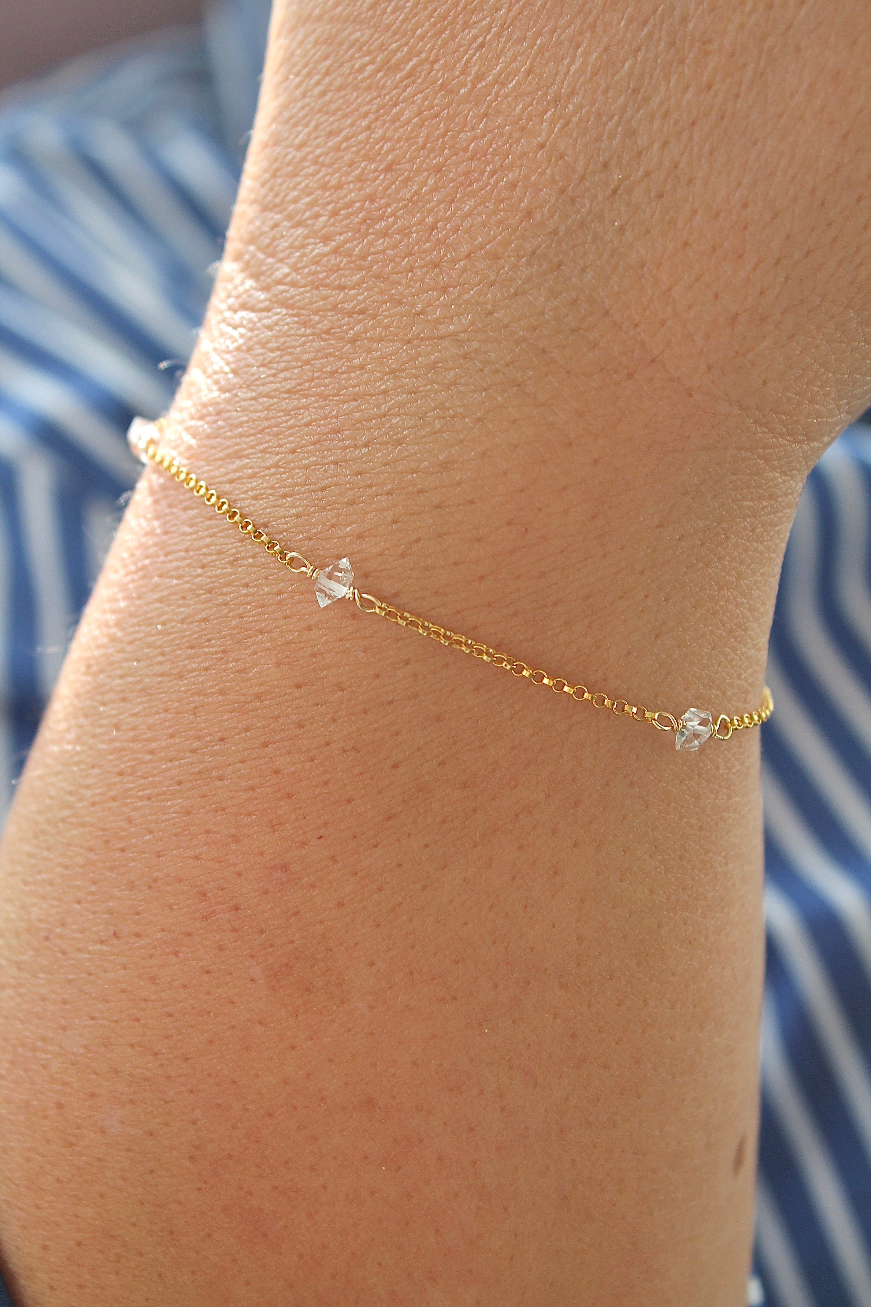 Bracelet multi-pierres de naissance - Diamant Herkimer (avril) - Lien Divin