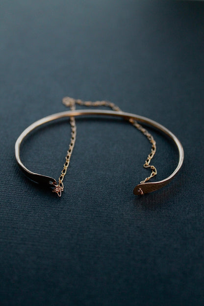 CUFF & CHAIN OPEN BANGLE - 14K GOLD FILLED