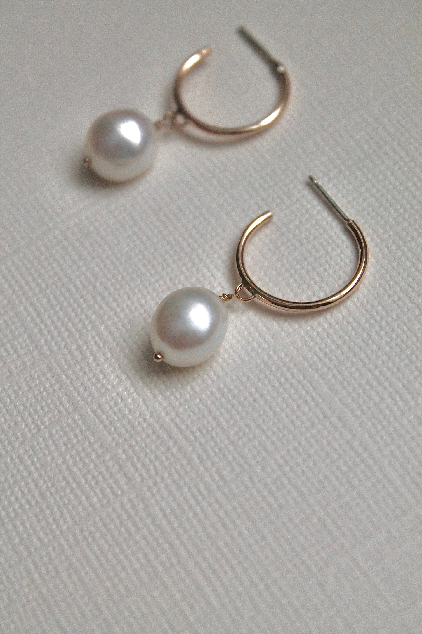 PEARL DROP HOOPS - 14K GOLD FILLED