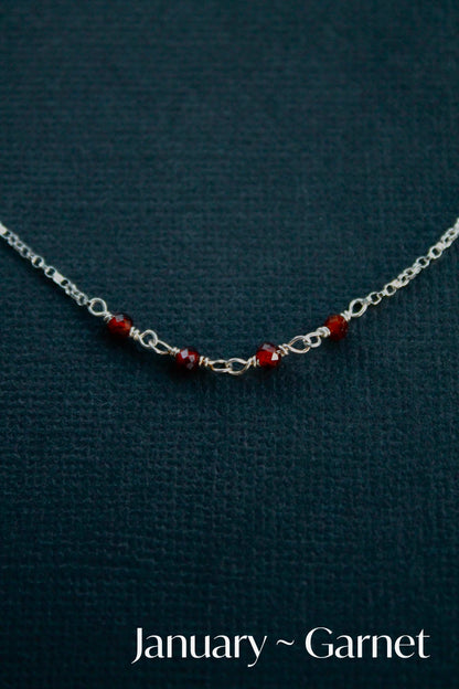 BIRTHSTONE BAR NECKLACE - STERLING SILVER