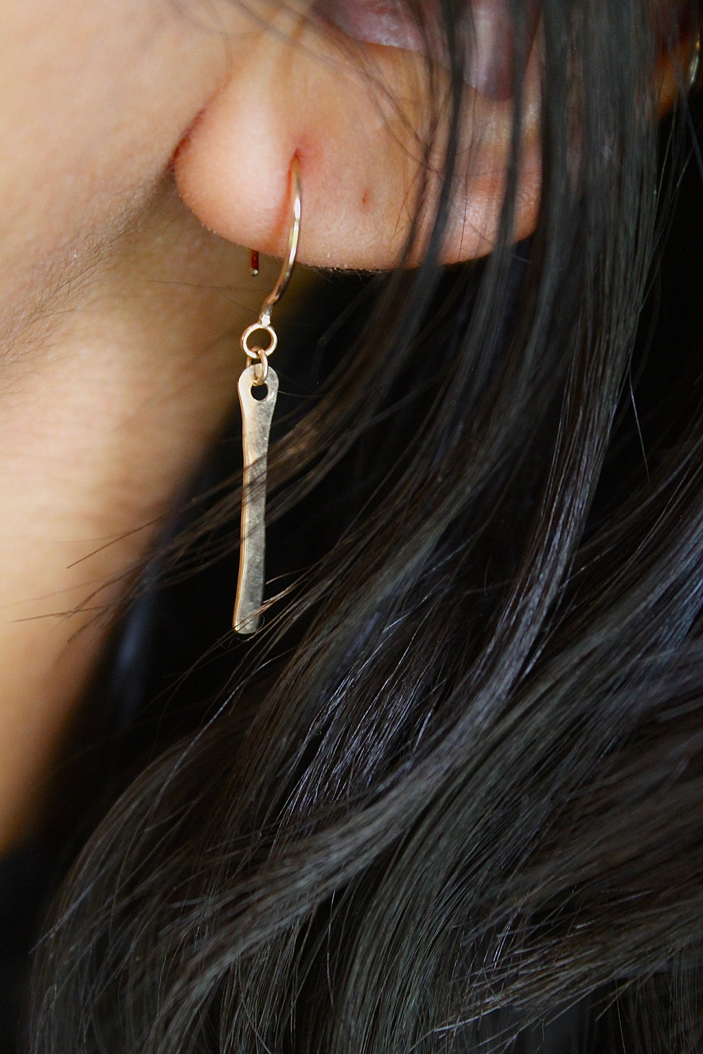 Threader Hoops (with Dangly Hammered Bar)