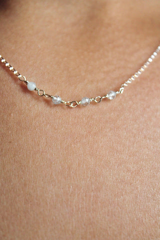 Birthstone Bar Necklace - Aquamarine (March) - Emotional Depth