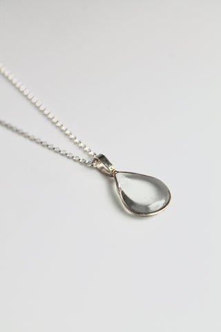 "April Showers" Large Resin Raindrop Necklace - Sterling Silver