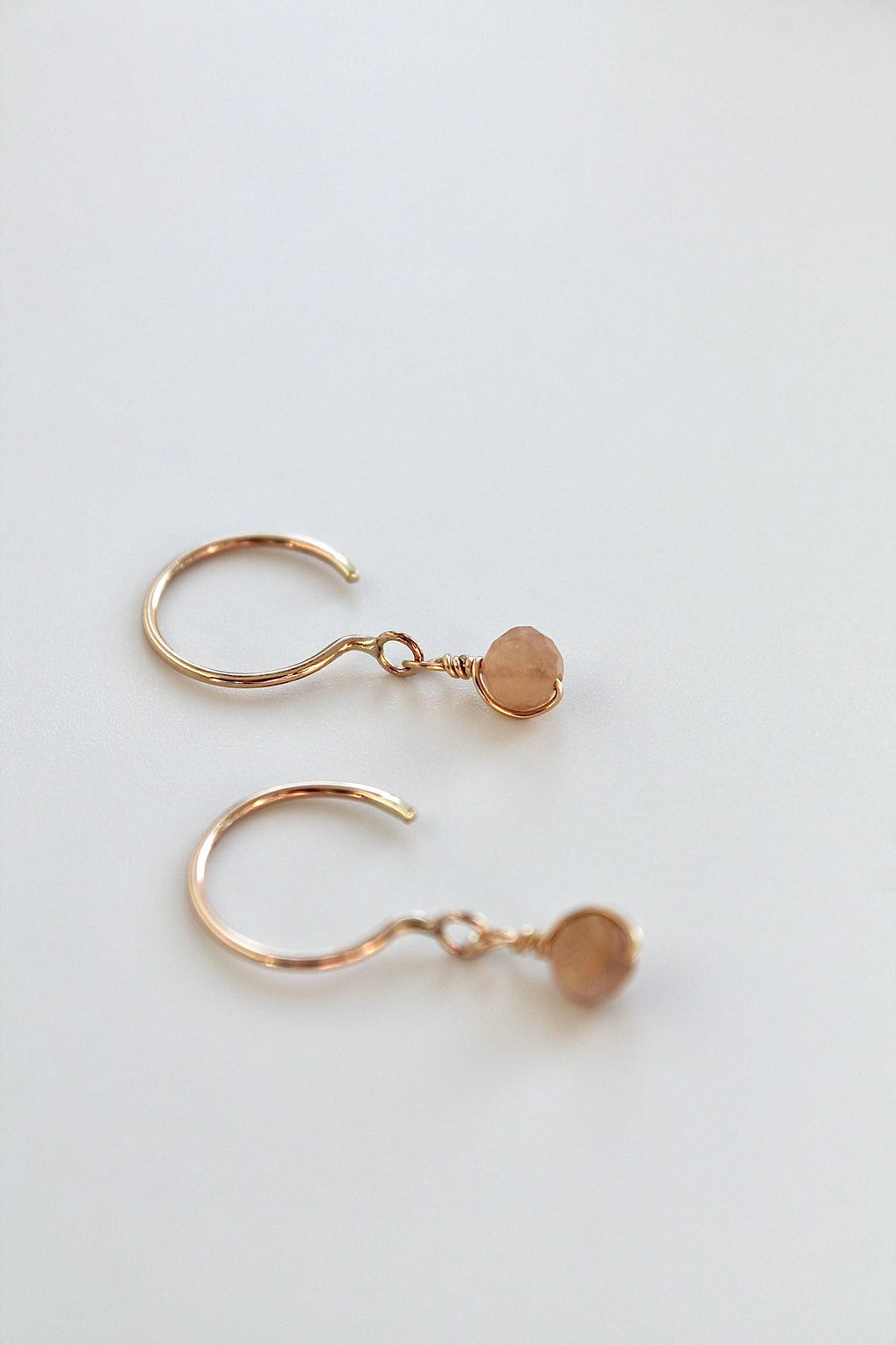 Threader Hoops (Peach Moonstone)