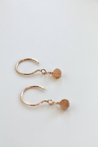 Threader Hoops (Peach Moonstone)