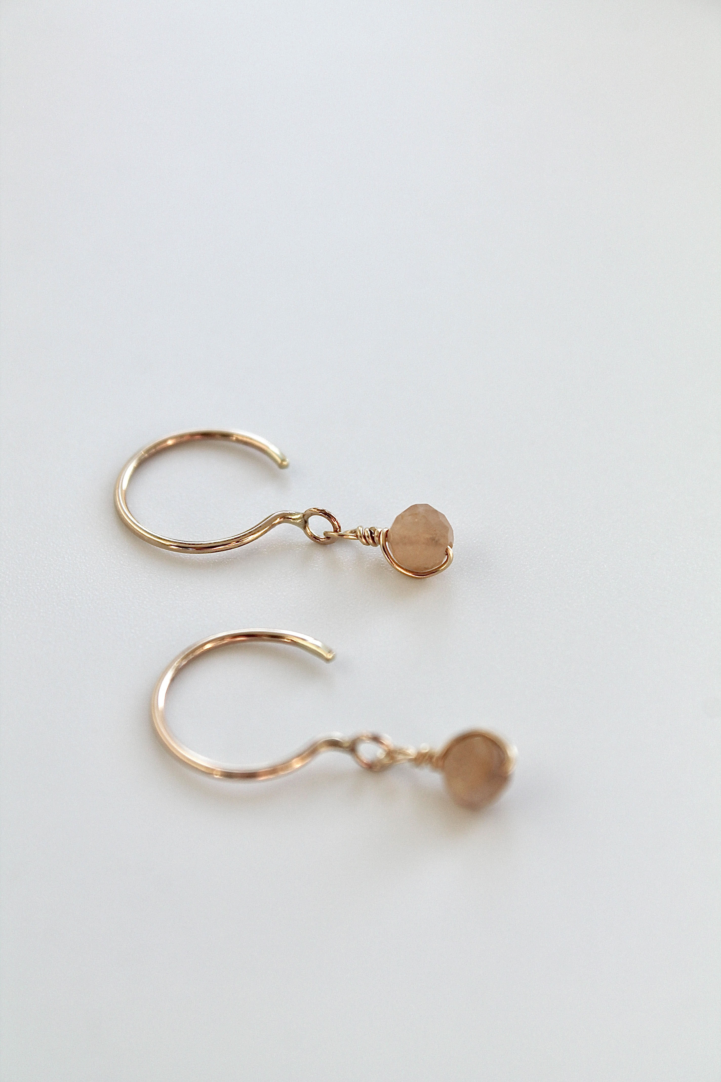 Threader Hoops (Peach Moonstone)