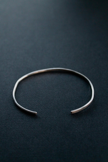 HAMMERED OPEN BANGLE - STERLING SILVER