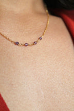 Collar con barra de piedra natal: Amatista (febrero) - Serenity