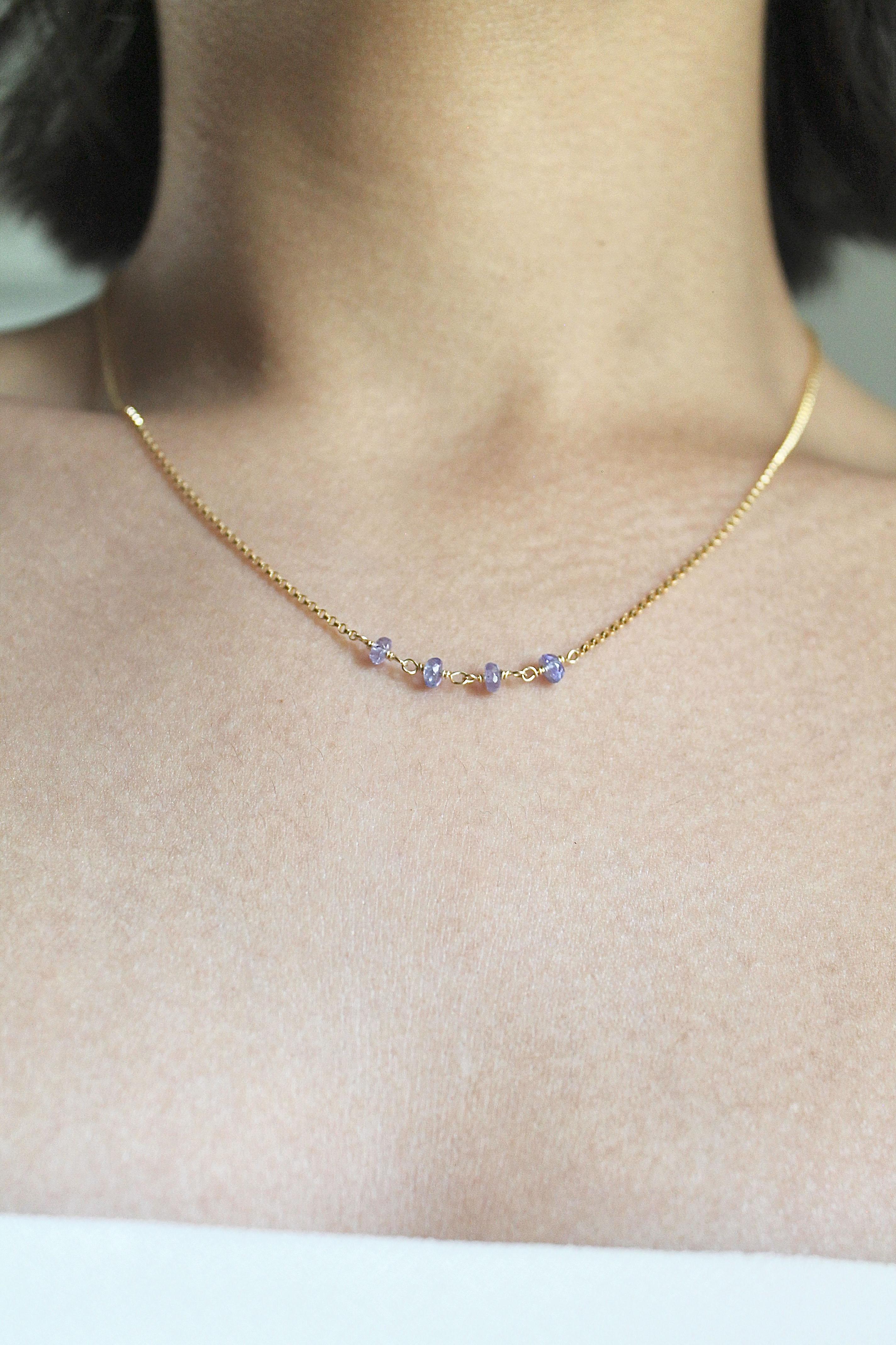 Birthstone Bar Necklace - Tanzanite (December) - Enlightenment