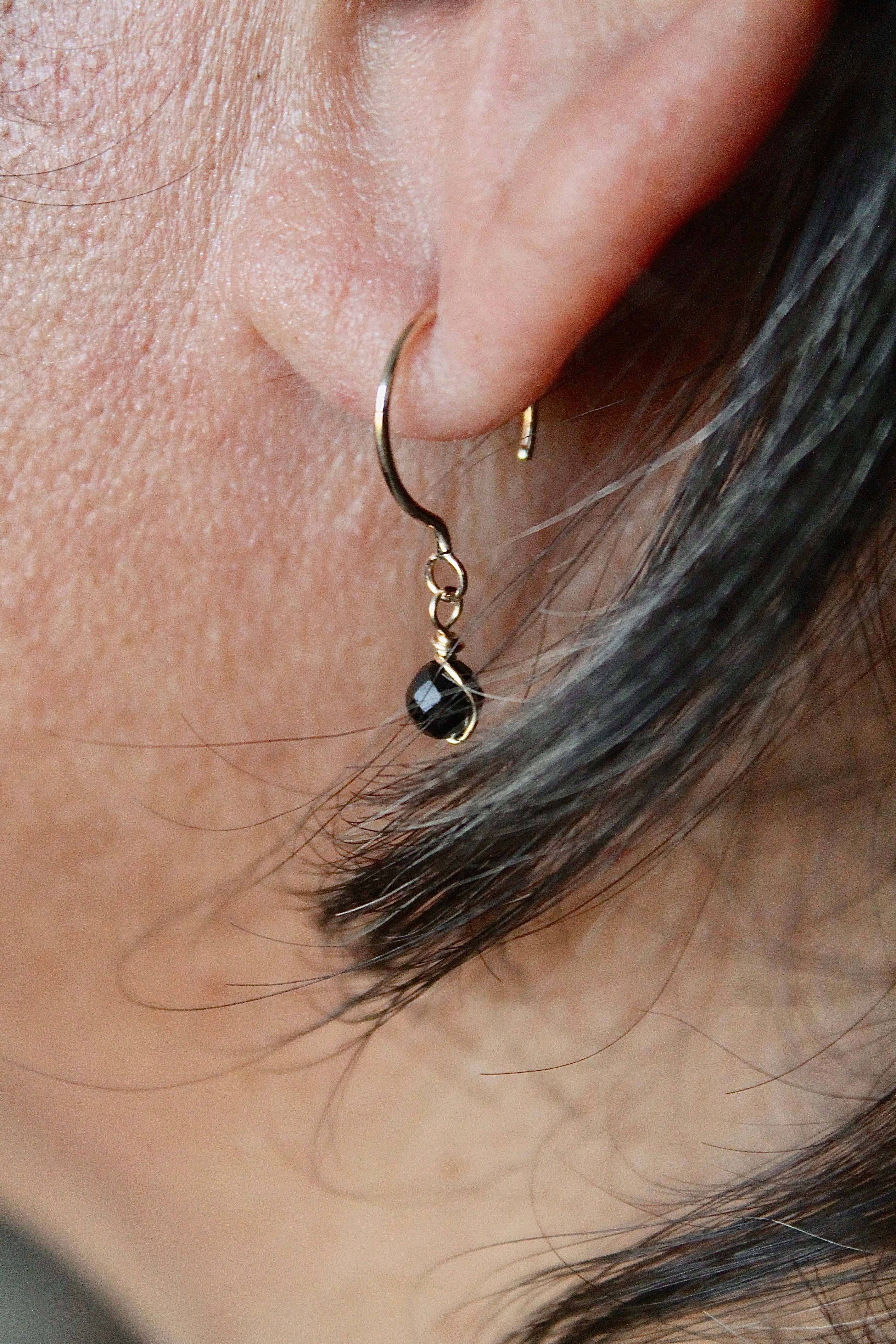 Threader Hoops (Black Tourmaline)