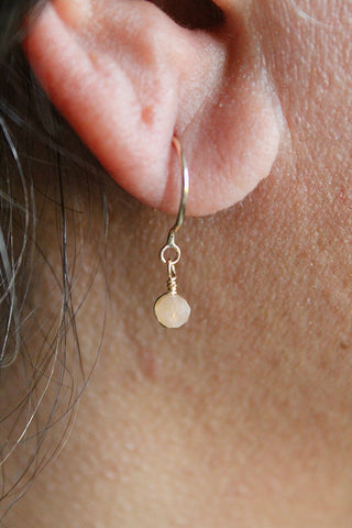 Threader Hoops (Peach Moonstone)