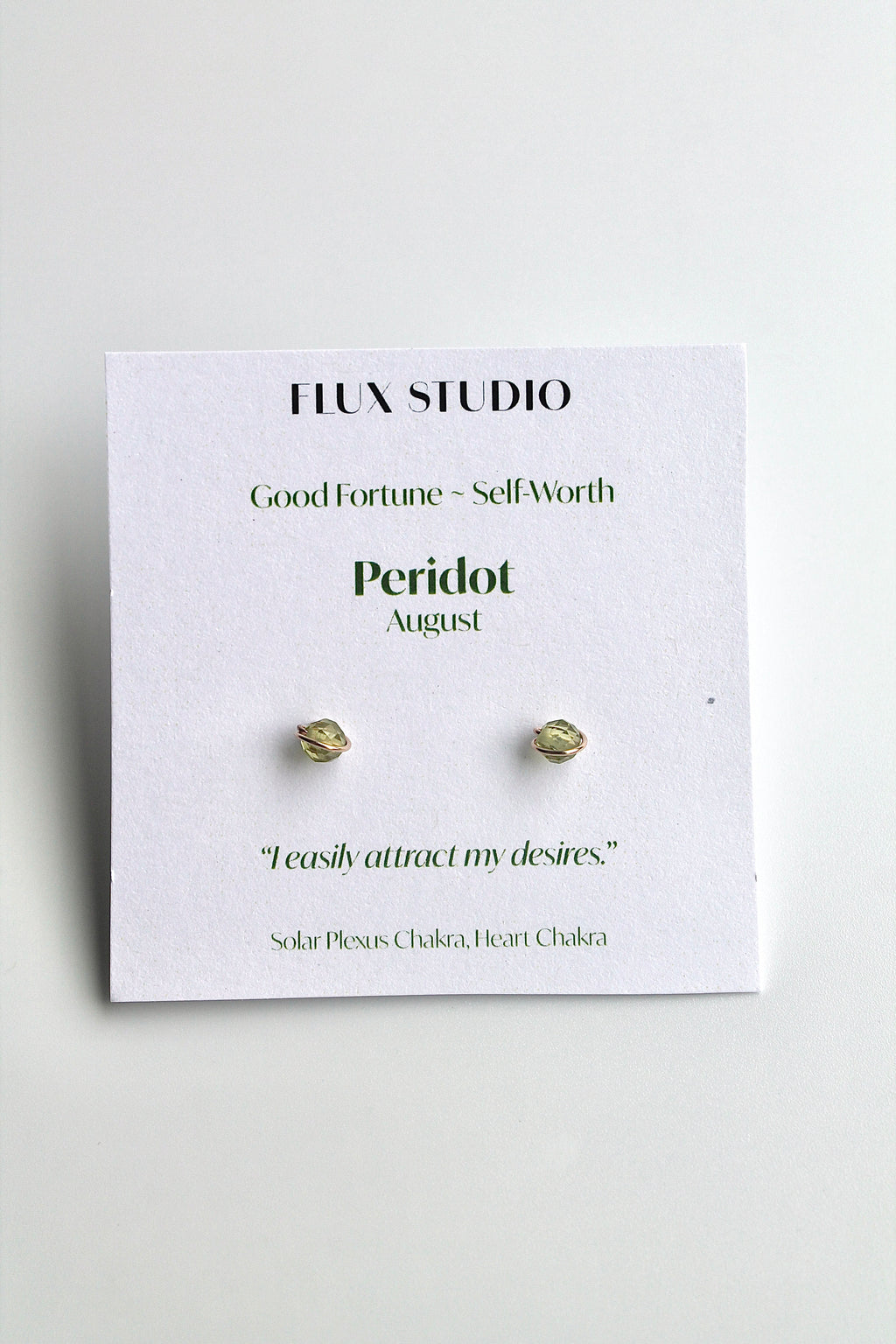 Birthstone Studs - Peridot (August) - Good Fortune
