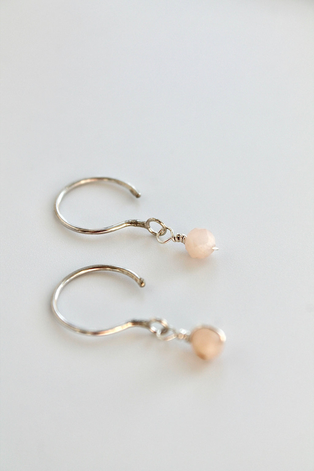 Threader Hoops (Peach Moonstone)