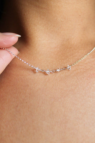 Collier barrette pierre de naissance - Diamant Herkimer (avril) - Divine Connection