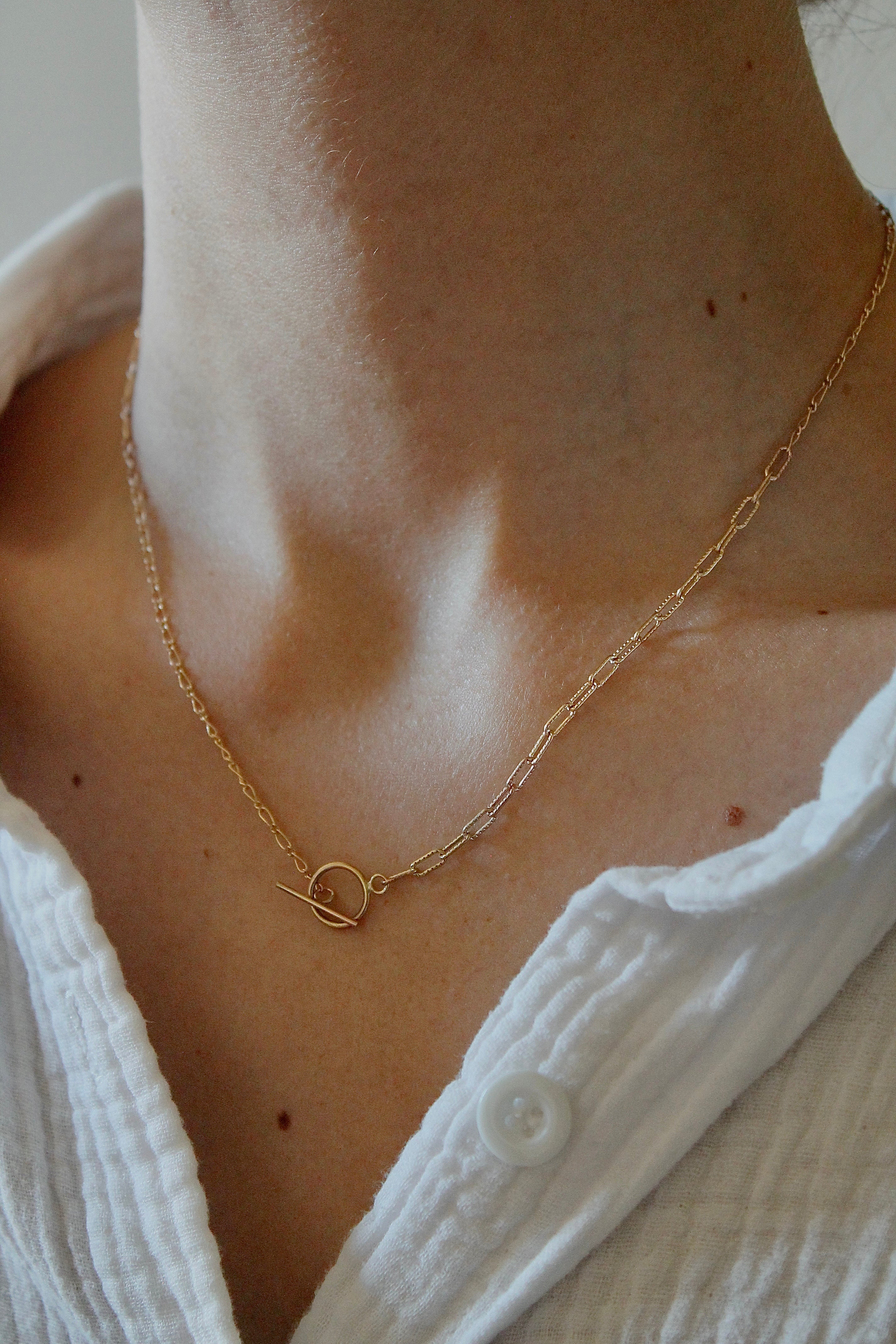 Toggle Clasp Patchwork Chain Necklace