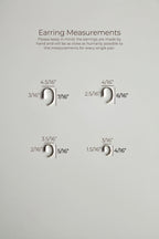 Earring measurements chart on a gray background