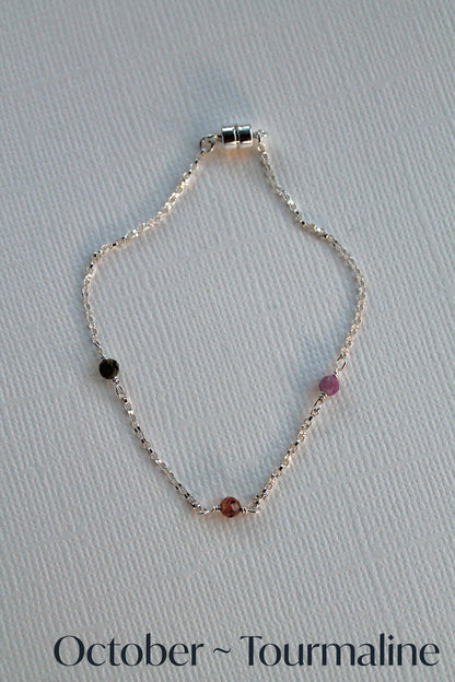 MULTI BIRTHSTONE BRACELET - STERLING SILVER