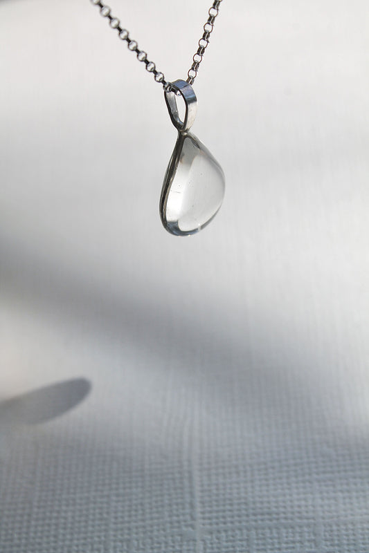 "APRIL SHOWERS" LARGE RAINDROP NECKLACE - STERLING SILVER