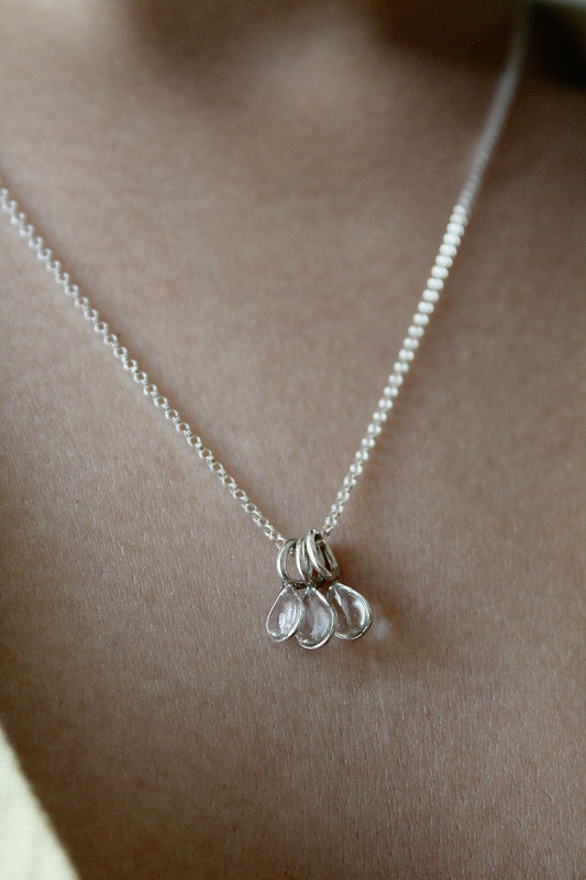 "APRIL SHOWERS" MULTI RAINDROP NECKLACE - STERLING SILVER