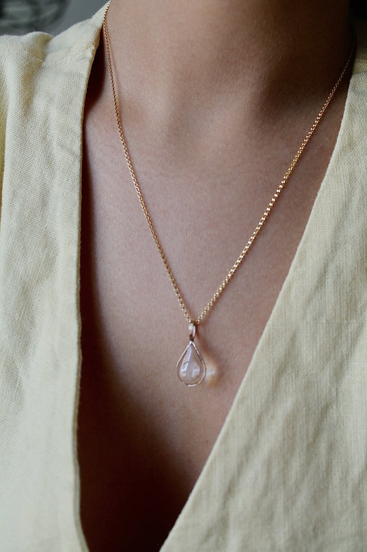 "APRIL SHOWERS" LARGE RAINDROP NECKLACE - 14K GOLD FILLED