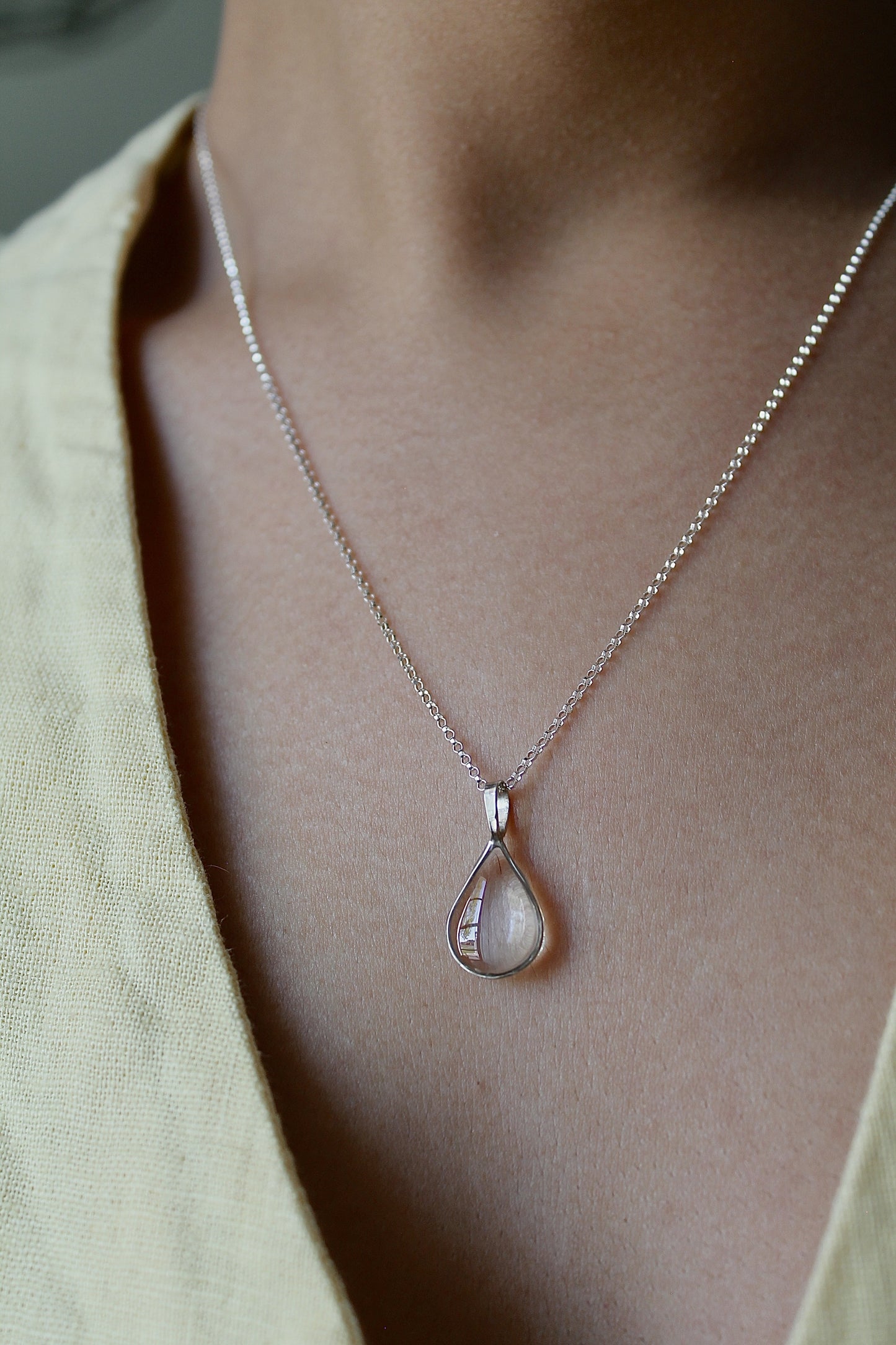 "APRIL SHOWERS" LARGE RAINDROP NECKLACE - STERLING SILVER