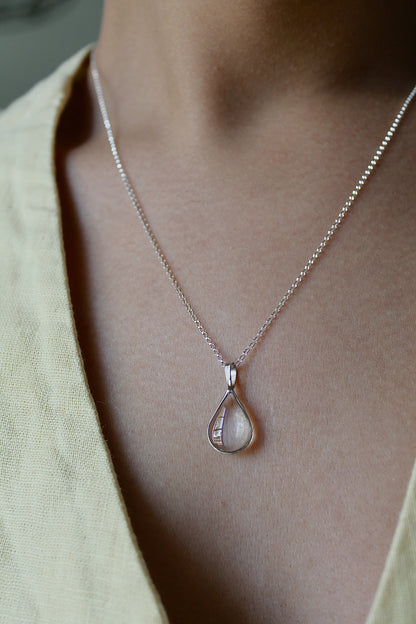 "APRIL SHOWERS" LARGE RAINDROP NECKLACE - STERLING SILVER