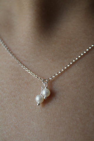 Lily of the Valley & Freshwater Pearl Necklace - Sterling Silver