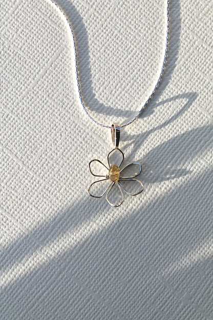 DAFFODIL PENDANT NECKLACE - STERLING SILVER