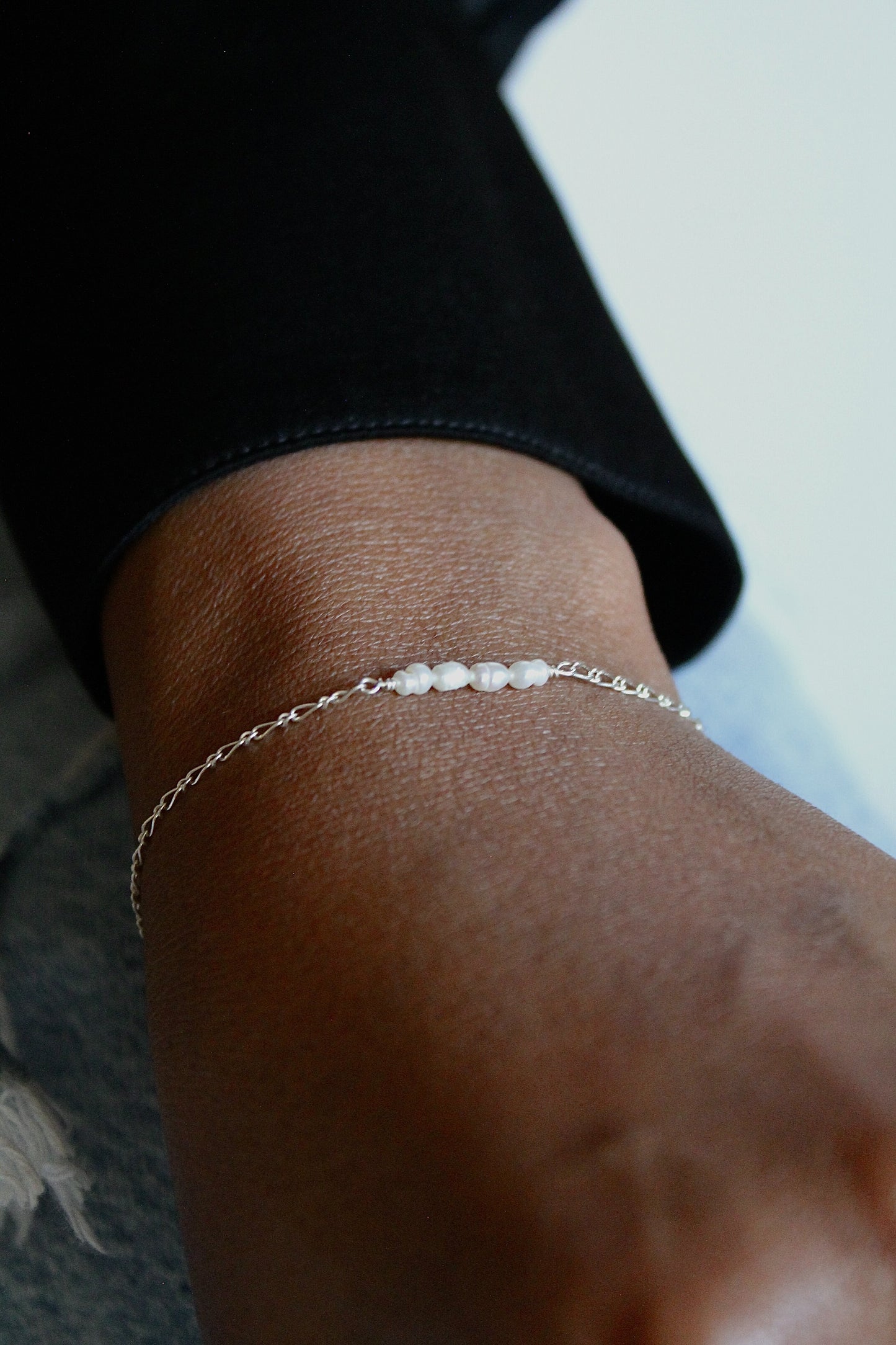 PEARL BAR CHAIN BRACELET - STERLING SILVER