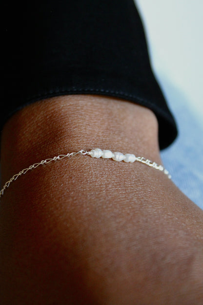 PEARL BAR CHAIN BRACELET - STERLING SILVER