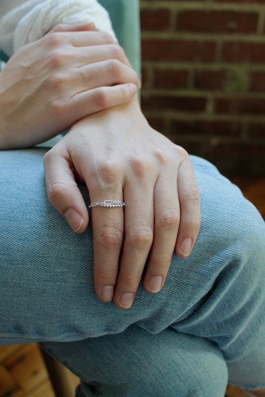 ETCHED PAPERCLIP CHAIN RING - STERLING SILVER