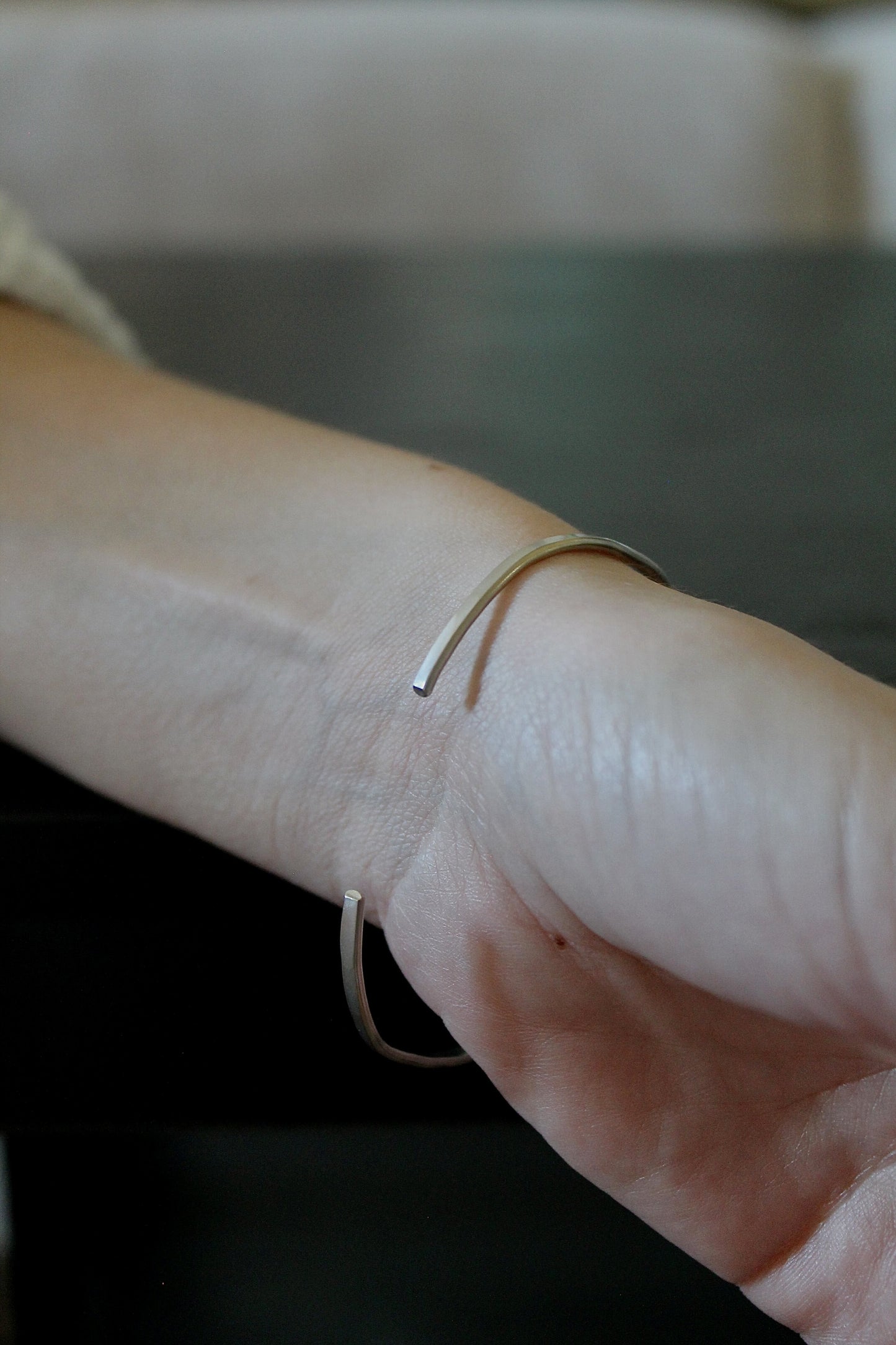 HAMMERED OPEN BANGLE - STERLING SILVER