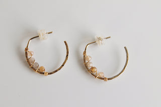 Blossom Peach Moonstone Wrapped Hoops