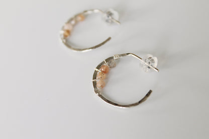 Blossom Peach Moonstone Wrapped Hoops
