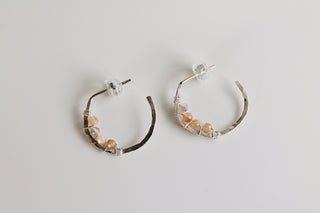 Blossom Peach Moonstone Wrapped Hoops