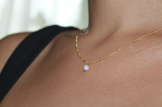 Claire Single Pearl Satellite Necklace