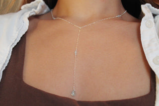 Daphne Aquamarine Lariat Necklace
